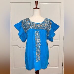 Hand Made Embroidered San Antonino Blouse, Mexican top, S/M/L.